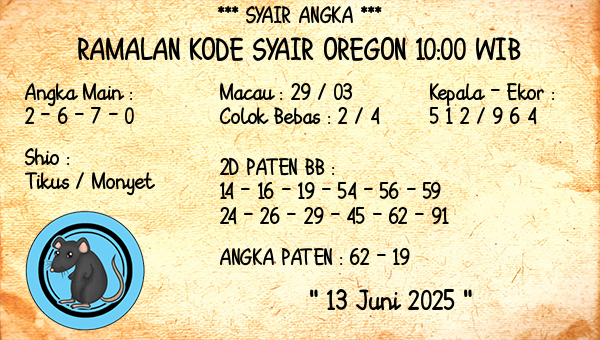 Prediksi Oregon 10:00 WIB