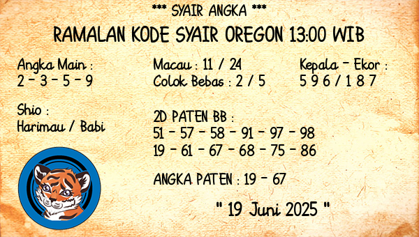 Prediksi Oregon 13:00 WIB