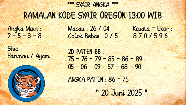 Prediksi Oregon 13:00 WIB