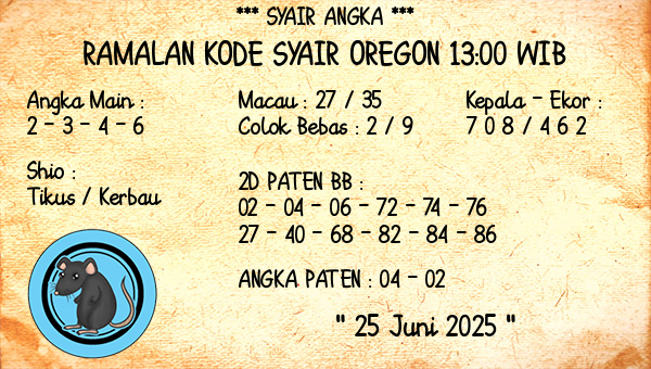Prediksi Oregon 13:00 WIB