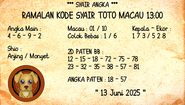 Prediksi Toto Macau 13:00