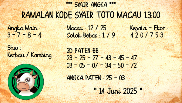 Prediksi Toto Macau 13:00