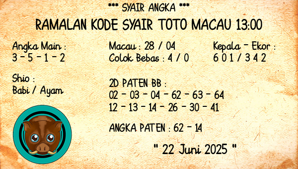 Prediksi Toto Macau 13:00