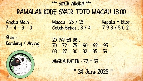 Prediksi Toto Macau 13:00