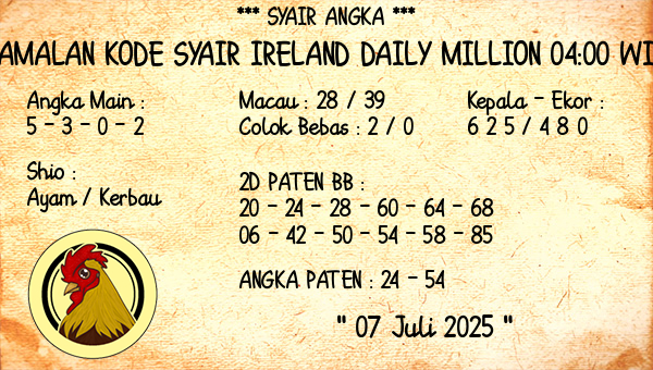 Prediksi Ireland Daily Million 04:00 WIB