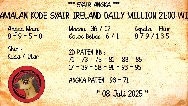 Prediksi Ireland Daily Million 21:00 WIB
