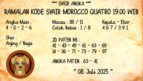 Prediksi Morocco Quatro 19:00 WIB