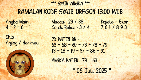 Prediksi Oregon 13:00 WIB